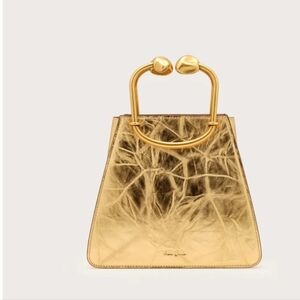 Cult Gaia Maxine Top Handle Womens Gold Hand Bag